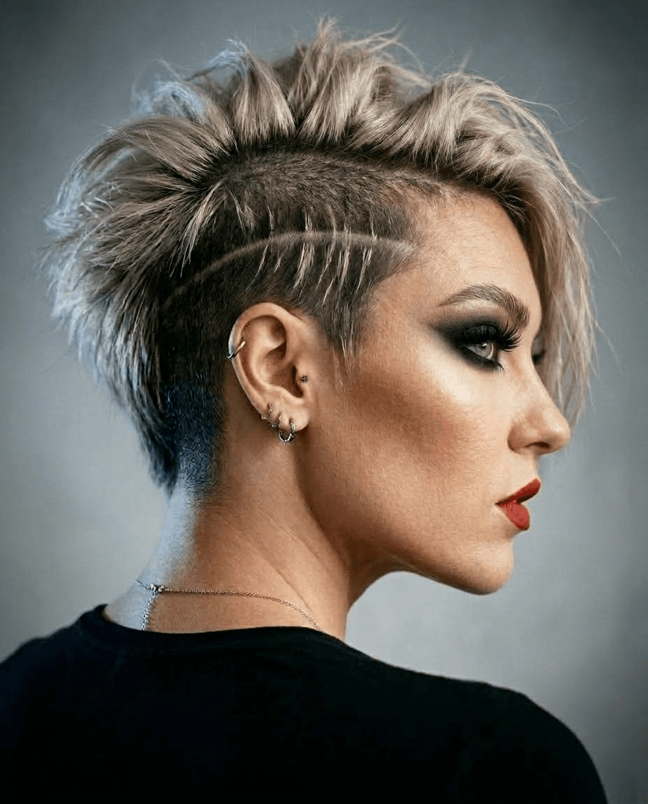 The same crop, gone platinum. Lifted to the top of the chart, with a heavy smoky eye to carry it.